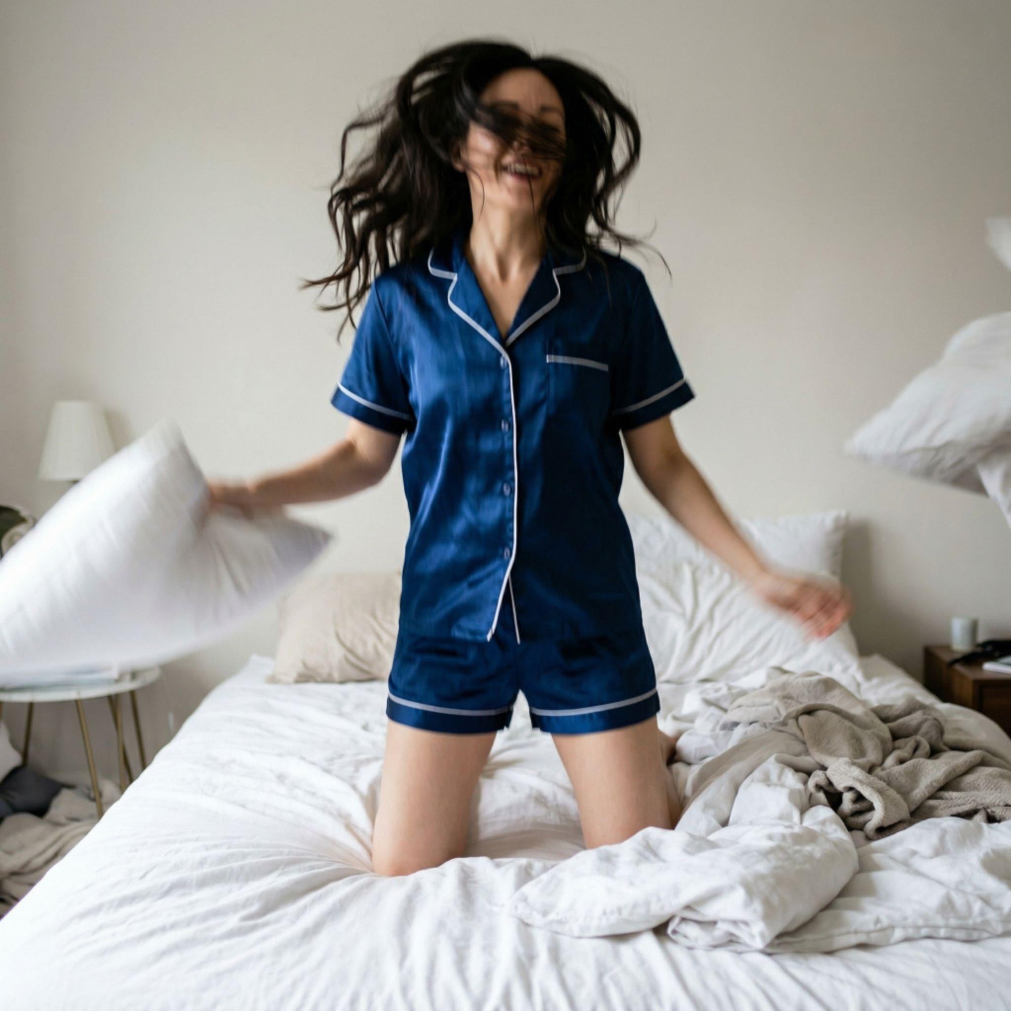 Summer Silk Pijama Set - Short Sleeves & Shorts